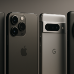 Close-up of the rear designs of Samsung, iPhone 16 Pro Max, Google Pixel 9 Pro, and OnePlus 13 smartphones.
