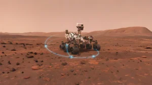 Perseverance rover, equipped with advanced AI, navigates the Martian terrain. AI in space exploration enables rovers like Perseverance to make independent decisions and adapt to challenging environments.