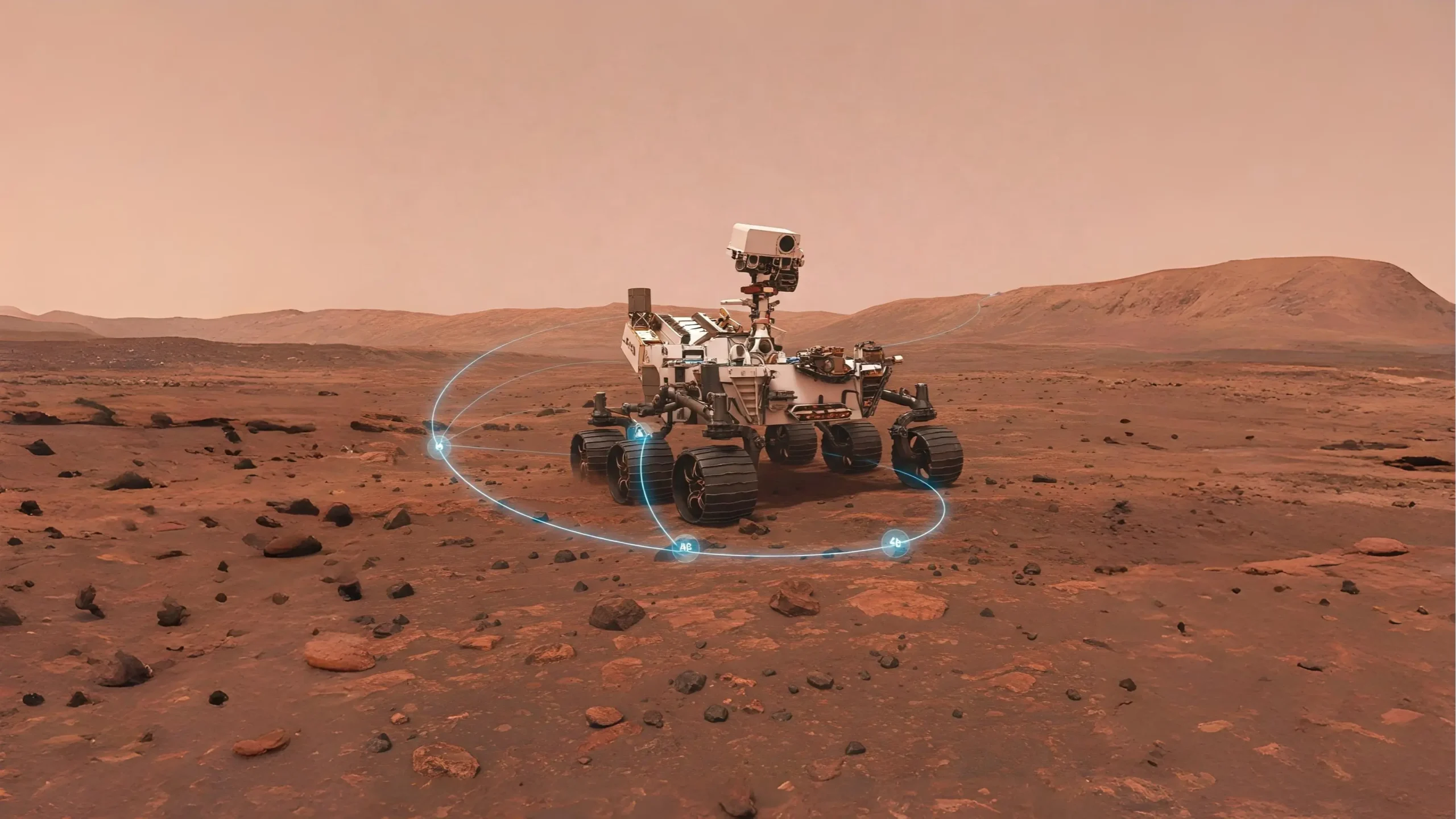 Perseverance rover, equipped with advanced AI, navigates the Martian terrain. AI in space exploration enables rovers like Perseverance to make independent decisions and adapt to challenging environments.